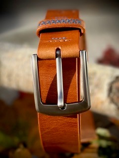 Bälte läder ljusbrunt Gun metal - Bild 3